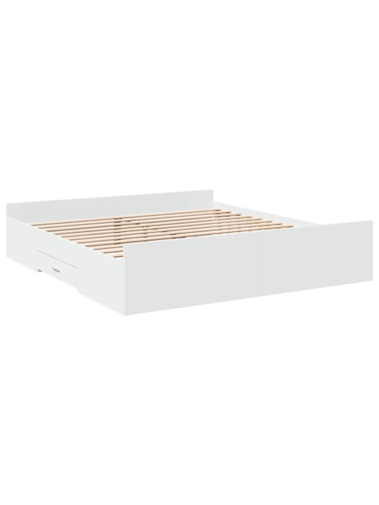 Rám postele se zásuvkami bílý 200 x 200 cm kompozitní dřevo