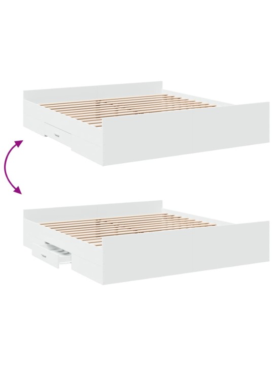 Rám postele se zásuvkami bílý 200 x 200 cm kompozitní dřevo
