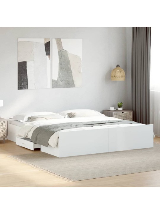 Rám postele se zásuvkami bílý 200 x 200 cm kompozitní dřevo