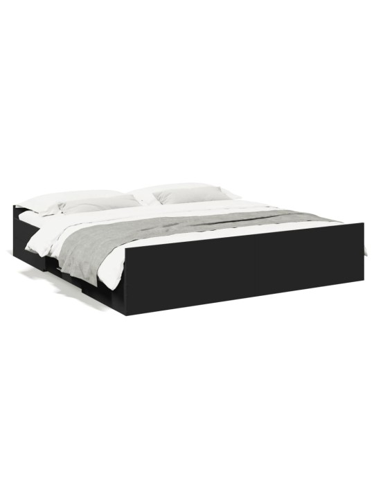 Rám postele se zásuvkami černý 200 x 200 cm kompozitní dřevo