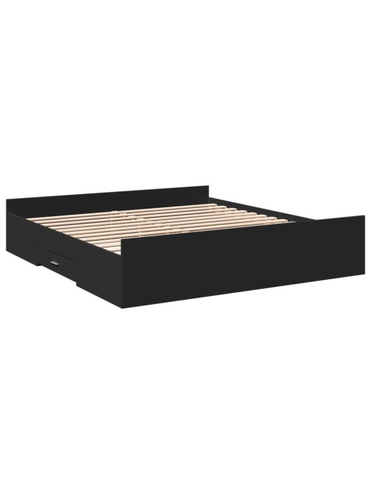 Rám postele se zásuvkami černý 200 x 200 cm kompozitní dřevo