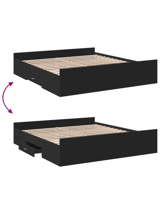 Rám postele se zásuvkami černý 200 x 200 cm kompozitní dřevo
