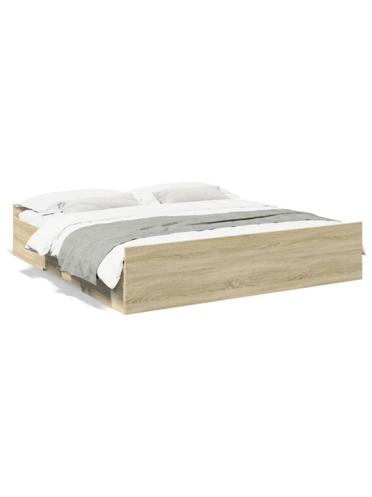 Rám postele se zásuvkami dub sonoma 200x200 cm kompozitní dřevo