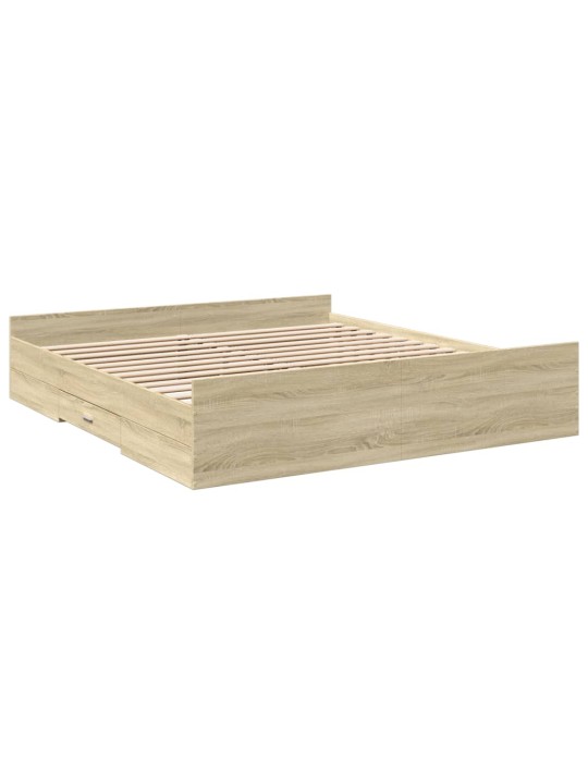 Rám postele se zásuvkami dub sonoma 200x200 cm kompozitní dřevo