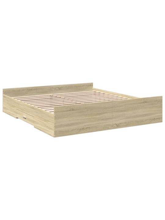 Rám postele se zásuvkami dub sonoma 200x200 cm kompozitní dřevo