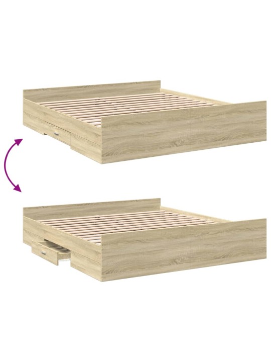 Rám postele se zásuvkami dub sonoma 200x200 cm kompozitní dřevo