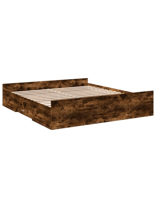 Rám postele se zásuvkami kouřový dub 200 x 200 cm kompozit