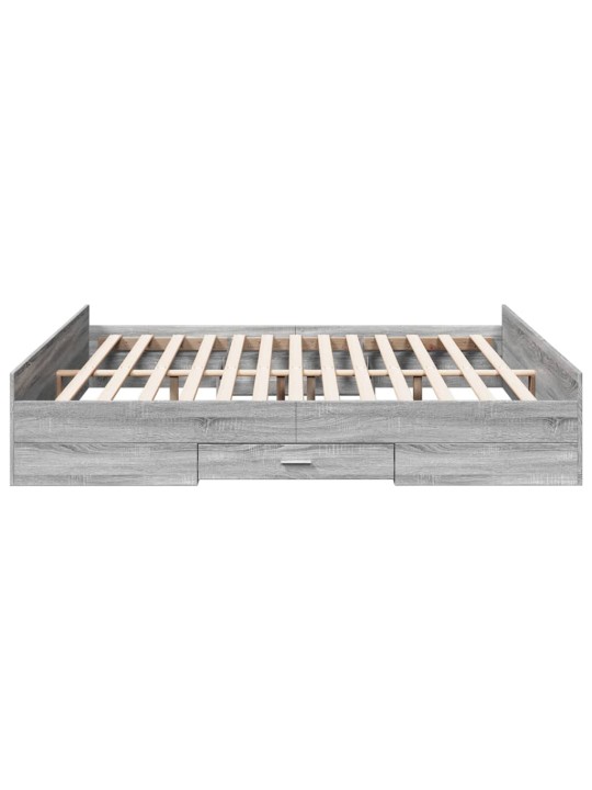 Rám postele se zásuvkami šedý sonoma 200 x 200 cm kompozit