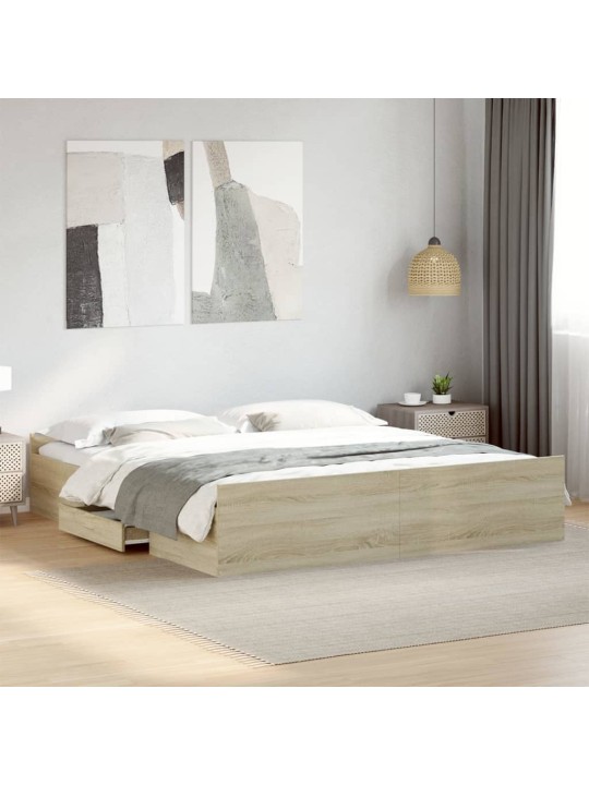 Rám postele se zásuvkami dub sonoma 180x200 cm kompozitní dřevo