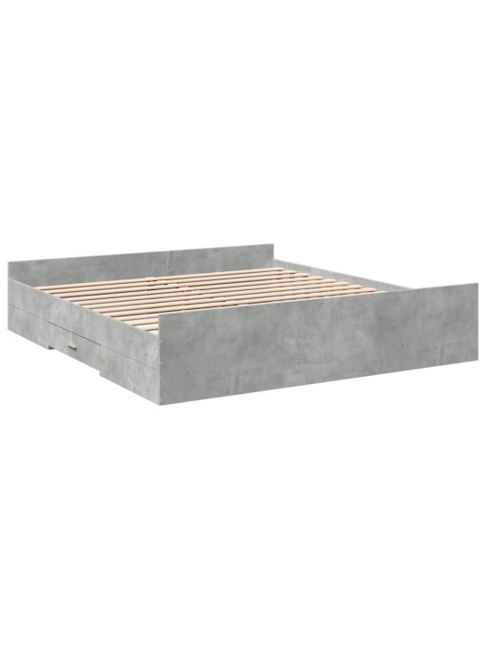 Rám postele se zásuvkami betonově šedý 180 x 200 cm kompozit