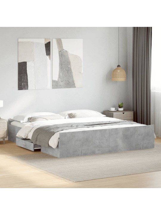 Rám postele se zásuvkami betonově šedý 180 x 200 cm kompozit
