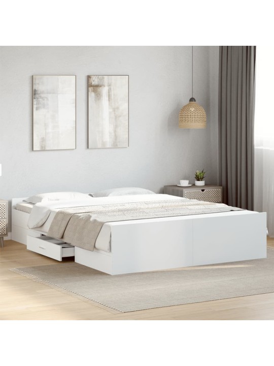 Rám postele se zásuvkami bílý 160 x 200 cm kompozitní dřevo