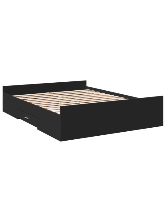 Rám postele se zásuvkami černý 160 x 200 cm kompozitní dřevo