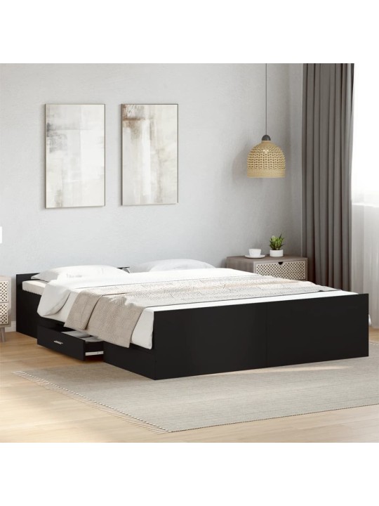Rám postele se zásuvkami černý 160 x 200 cm kompozitní dřevo