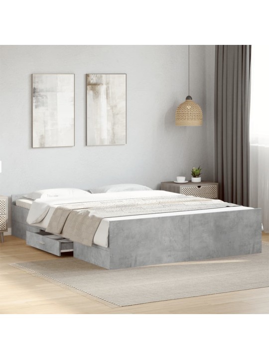 Rám postele se zásuvkami betonově šedý 160 x 200 cm kompozit