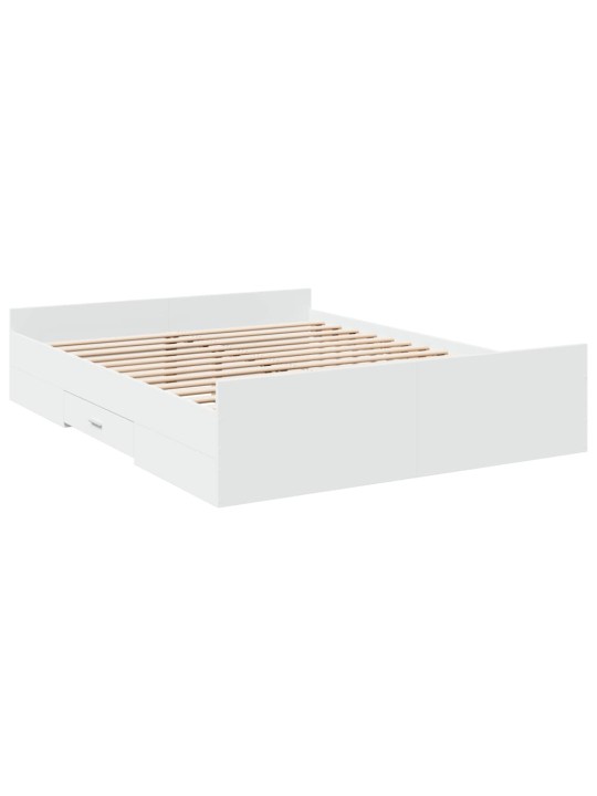 Rám postele se zásuvkami bílý 150 x 200 cm kompozitní dřevo