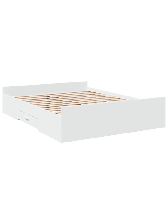 Rám postele se zásuvkami bílý 150 x 200 cm kompozitní dřevo