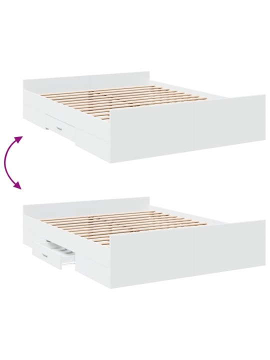 Rám postele se zásuvkami bílý 150 x 200 cm kompozitní dřevo