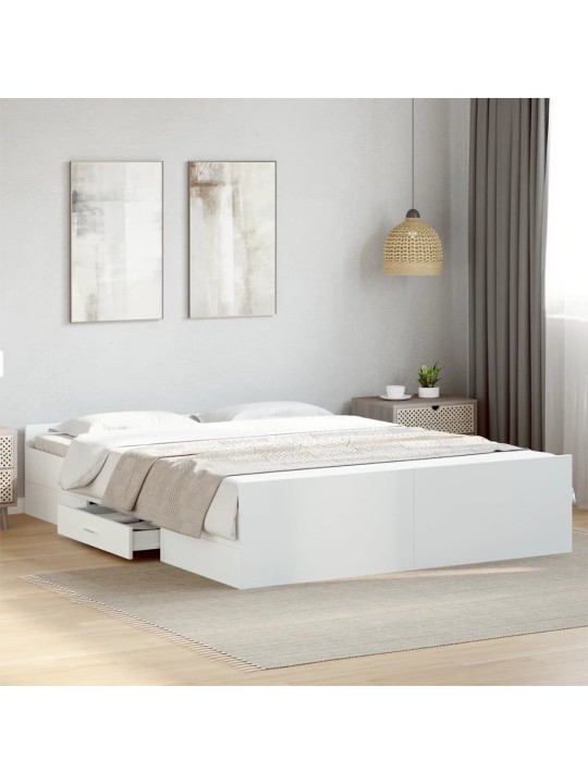 Rám postele se zásuvkami bílý 150 x 200 cm kompozitní dřevo