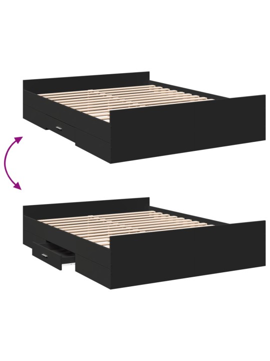 Rám postele se zásuvkami černý 150 x 200 cm kompozitní dřevo