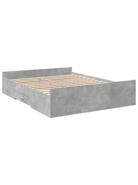Rám postele se zásuvkami betonově šedý 150 x 200 cm kompozit