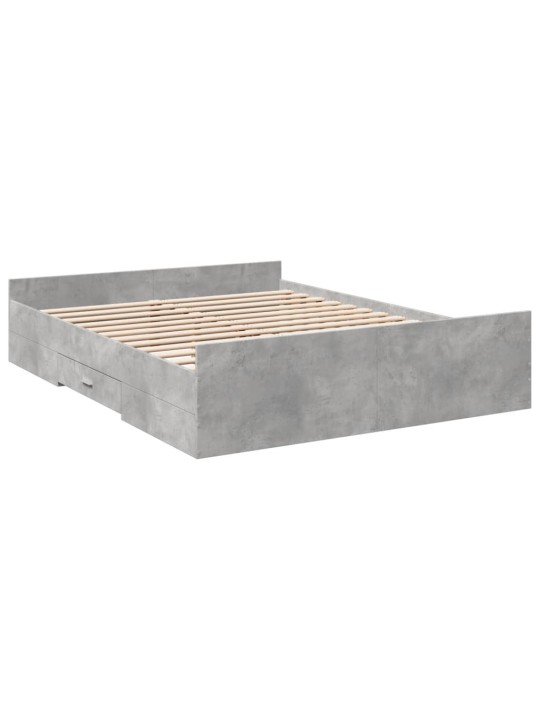Rám postele se zásuvkami betonově šedý 150 x 200 cm kompozit