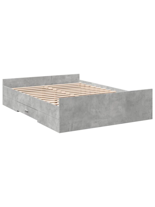 Rám postele se zásuvkami betonově šedý 120 x 200 cm kompozit