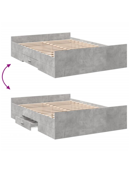 Rám postele se zásuvkami betonově šedý 120 x 200 cm kompozit