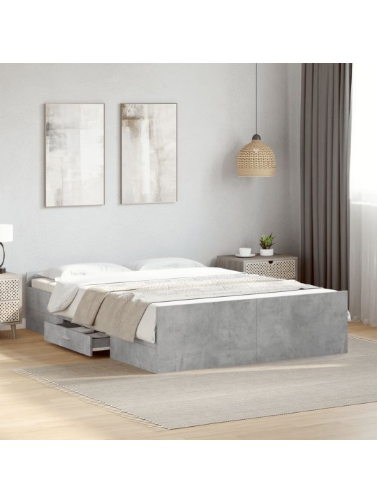 Rám postele se zásuvkami betonově šedý 120 x 200 cm kompozit