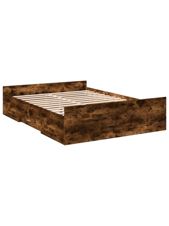 Rám postele se zásuvkami kouřový dub 120 x 200 cm kompozit