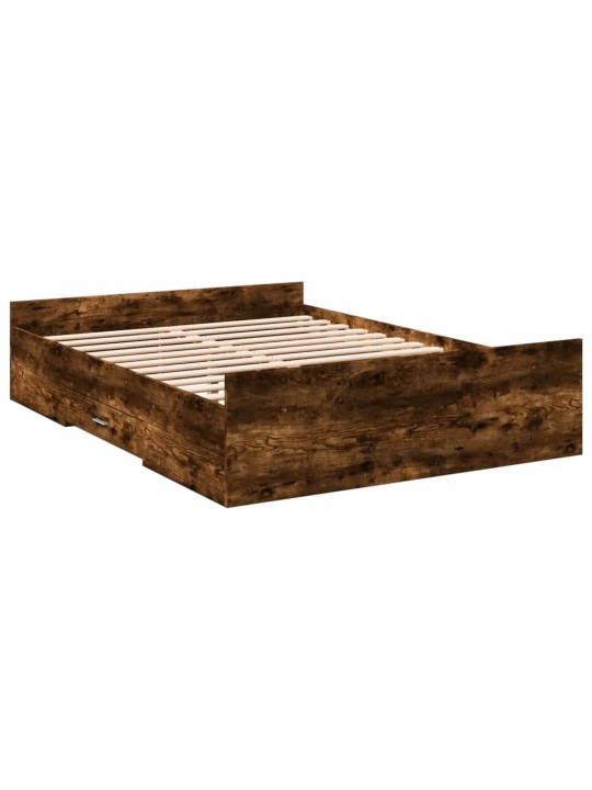 Rám postele se zásuvkami kouřový dub 120 x 200 cm kompozit