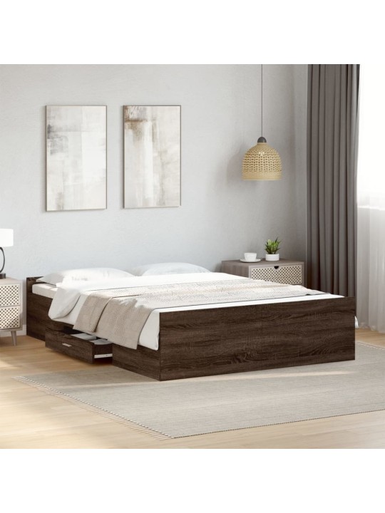 Rám postele se zásuvkami hnědý dub 120x200 cm kompozitní dřevo
