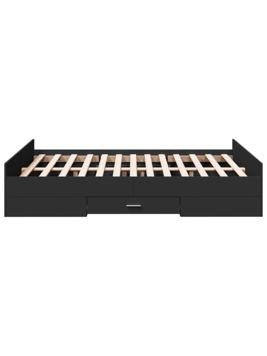 Rám postele se zásuvkami černý 135 x 190 cm kompozitní dřevo