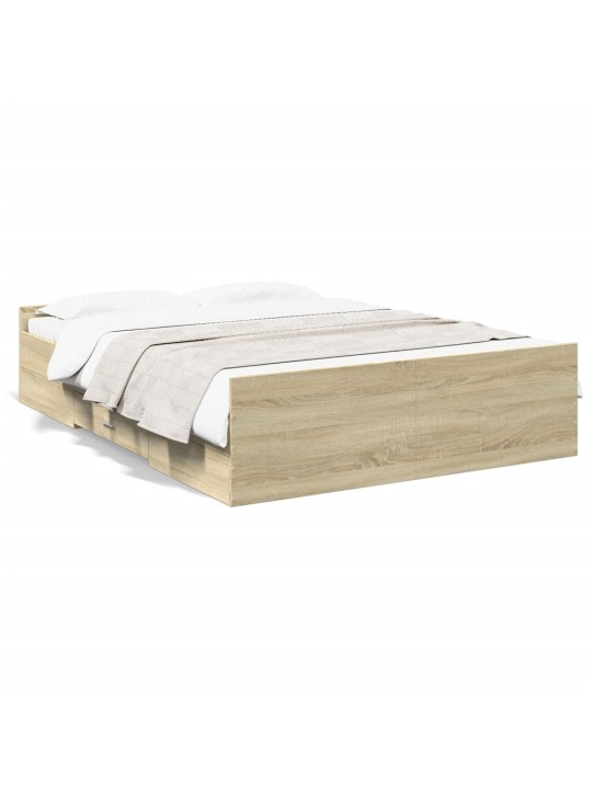Rám postele se zásuvkami dub sonoma 135x190 cm kompozitní dřevo