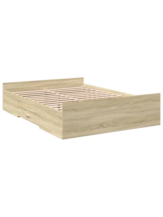 Rám postele se zásuvkami dub sonoma 135x190 cm kompozitní dřevo
