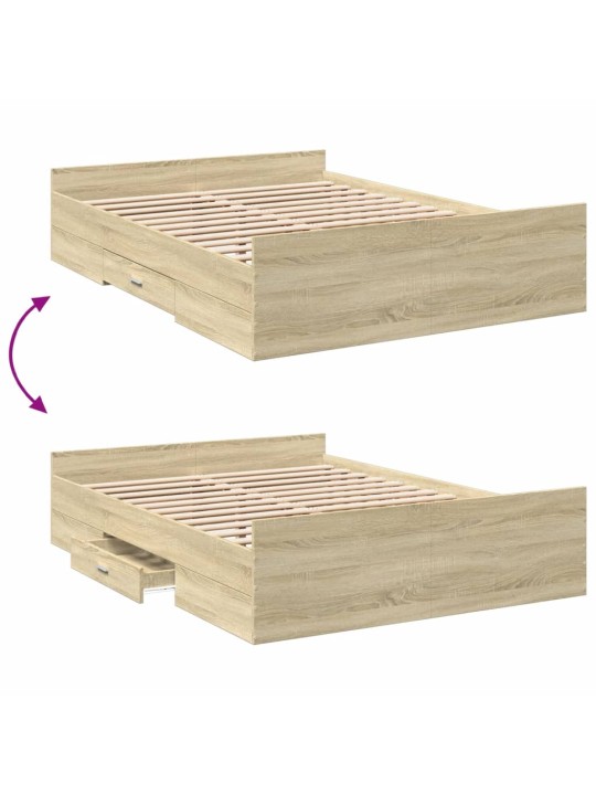 Rám postele se zásuvkami dub sonoma 135x190 cm kompozitní dřevo