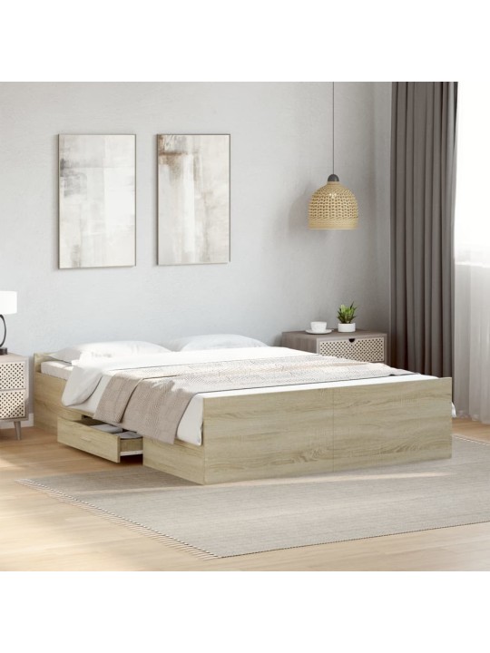 Rám postele se zásuvkami dub sonoma 135x190 cm kompozitní dřevo