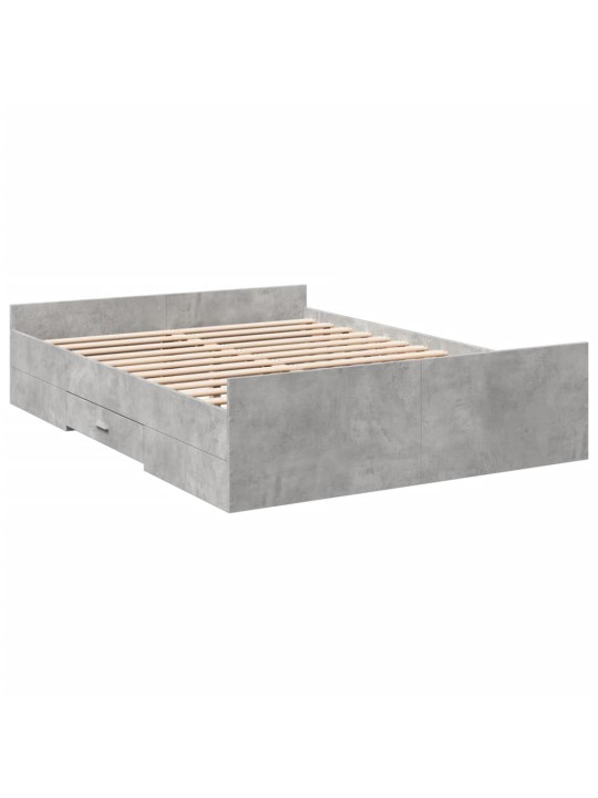 Rám postele se zásuvkami betonově šedý 135 x 190 cm kompozit