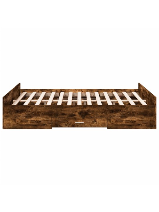 Rám postele se zásuvkami kouřový dub 135 x 190 cm kompozit
