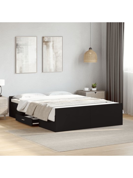 Rám postele se zásuvkami černý 120 x 190 cm kompozitní dřevo