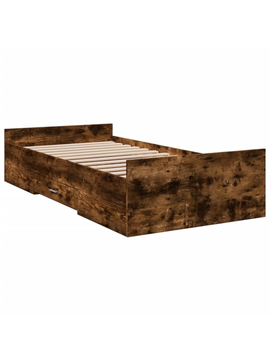 Rám postele se zásuvkami kouřový dub 100 x 200 cm kompozit