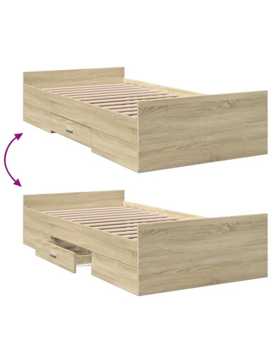 Rám postele se zásuvkami dub sonoma 90x190 cm kompozitní dřevo