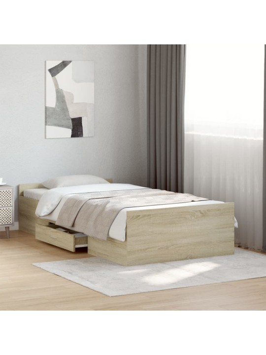 Rám postele se zásuvkami dub sonoma 90x190 cm kompozitní dřevo