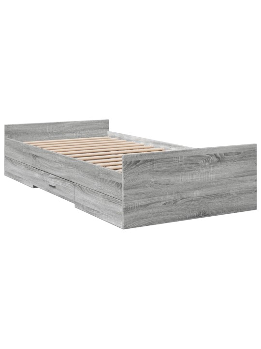 Rám postele se zásuvkami šedý sonoma 90x190 cm kompozitní dřevo