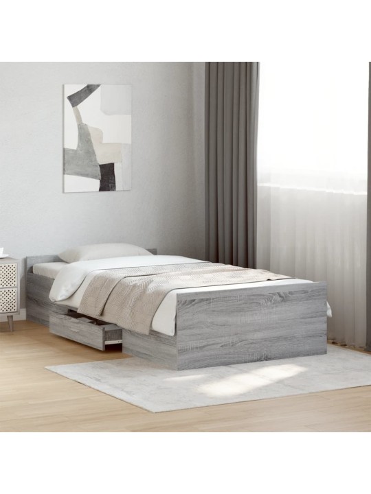 Rám postele se zásuvkami šedý sonoma 90x190 cm kompozitní dřevo