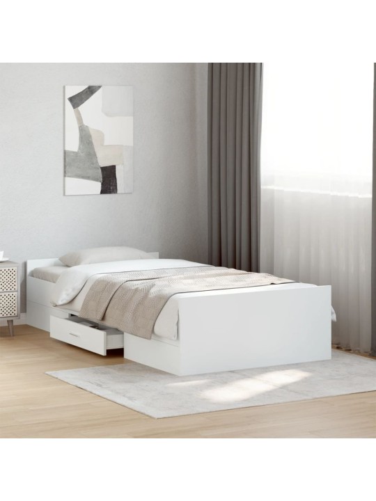 Rám postele se zásuvkami bílý 75 x 190 cm kompozitní dřevo
