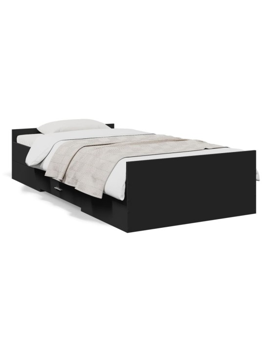Rám postele se zásuvkami černý 75 x 190 cm kompozitní dřevo