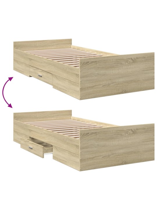 Rám postele se zásuvkami dub sonoma 75x190 cm kompozitní dřevo
