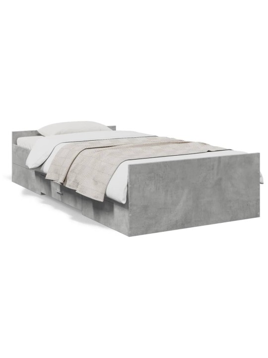 Rám postele se zásuvkami betonově šedý 75 x 190 cm kompozit