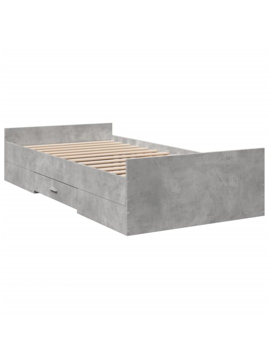 Rám postele se zásuvkami betonově šedý 75 x 190 cm kompozit